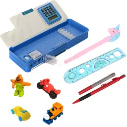 Pencil Compass Box Multiple featured and Novelty Cartoon Erasers Geometry Box-24