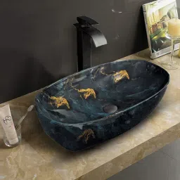 Designer Ceramic Washbasin With Waste Coupling & Pipe Set (24x15x5)(M-78) Table Top Basin-image-19
