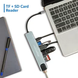 Flipkart SmartBuy 8-in-1 USB-C Hub 4K HDMI, 100Mbps Ethernet, USB 3.0, USB-C PD SD/TF Card Reader, Aluminium Adapter for Mac & Windows USB-C Devices USB Hub image 5