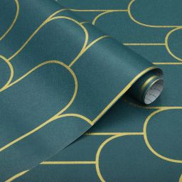 Decorative Green, Gold Wallpaper-11
