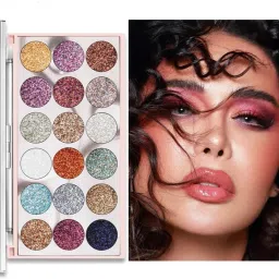 High Pigment Glitter Eyeshadow Palette | Waterproof & Smudge-Proof Eye Kit 18 g-image-80