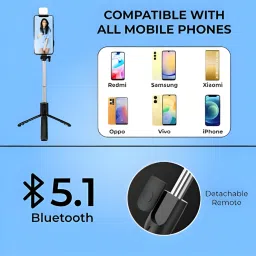 ALTRR Adjustable Selfie Stick and Tripod with Mobile Phone Stand Feature Bluetooth Selfie Stick image 3