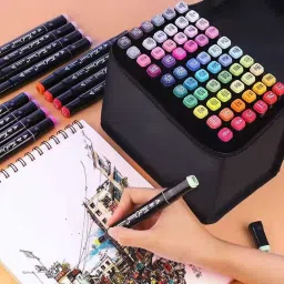 aashro mall 60Pcs Color Dual Tip Art Markers Set Brush & Chisel Sketch Marker ART Nib Sketch Pens image 5