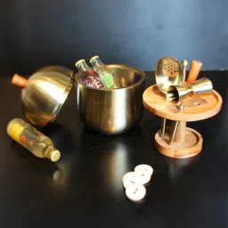 izzhaar Mini Cocktail Gold & Silver Stainless Steel & Brass Barware Set-picture-44