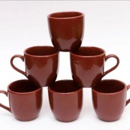 Pack of 6 Ceramic Exclusive Brown Shine Tea Cups-image-81