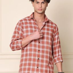 Men Regular Fit Checkered Spread Collar Casual Shirt-image-17