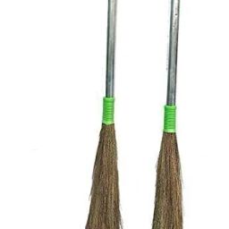 Floor Broom with Soft No Dust Grass with Plastic Handle Phool Jhadu for Home Grass Dry Broom-image-1