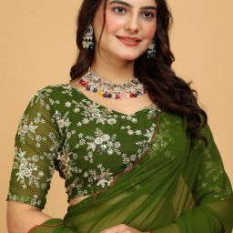 Embroidered Bollywood Georgette Saree-17