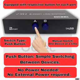 Octec 2x1 2-Port USB 2.0 Switch Hub USB Sharing Switch for Printers Ethernet Print Server image 3