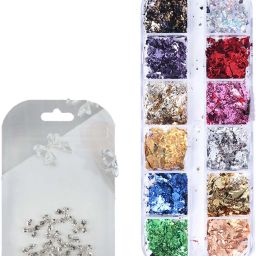 10 pcs Silver Bow and 12 Grid Foil Nail art-image-59