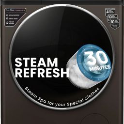 9 kg 5 Star with Steam Refresh program, 9 Swirl Wash, Eco Inverter, with AI Fully Automatic Front Load with In-built Heater Black-0