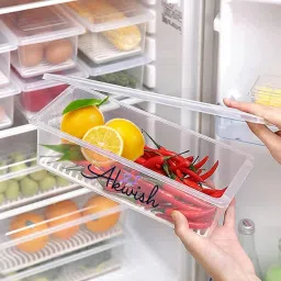 Plastic 3 pcs fridge storage containers box Dry Fruit vegetable freezer container 1.5L Storage Basket-37