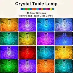 bhawani collection Crystal Lamp,16 Color Changing Rose Crystal Diamond Table Lamp Table Lamp image 4