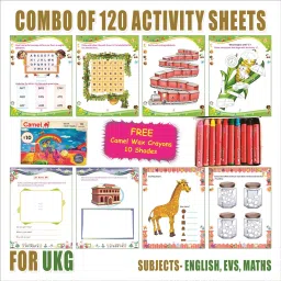 UKG Activity Sheets (120 Pages)|Learning & Creativity|With 10 Wax Crayons Shades-19