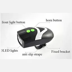 online experts 3 Modes LED Cycle Front Light Head Light+Bell Horn Hooter Siren Alarm LED Front Light image 2