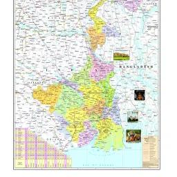 WEST BENGAL MAP size : 100x70 centimeter (40"x28" inch) With Fact & Figure District Area, Population, Density, Sex Ratio, Literacy, Distance Between Major Cities, Etc. Updated : Oct 2020 Paper Print-image-68