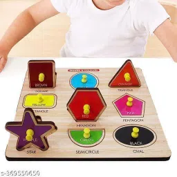 shreevi Shape Puzzles Learning Toys Sorting Blocks Board Game Pegboard Puzzle Wooden image 2