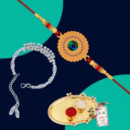 Bhaiya Bhabhi JWRK-1064-4318-4324 Mauli Thread Rakhi Set-image-5