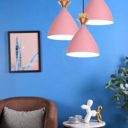 3 Light Cluster Hanging Bell Shade Light, PINK Hanging Lights (Pendant Lights) Lamp Shade-10