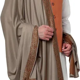 Kashmiri queen Polyester Wool Blend Solid Men Shawl-image-79