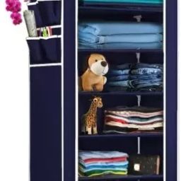 Wardrobe,plastic Foldable Collapsible Fabric Organizer for Cloth 6 Shelve Carbon Steel Collapsible Wardrobe-image-9