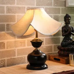 tu casa Beige Fabric Shade Table Lamp with Black Base-picture-10