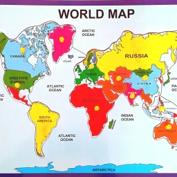 World Map Puzzle with Countries Name Made By Wooden Board-20