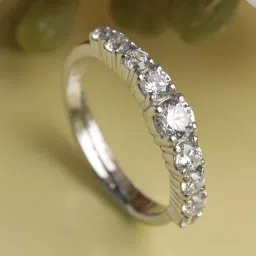 Graduation Ring with Adjustable Band Sterling Silver Cubic Zirconia Rhodium Plated Ring-image-46