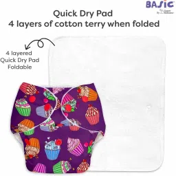 superbottoms basic BASIC Pack of 3 Certified Soft Fleece Lined Pocket Diaper with 3 Wet-Free Insert with Snaps (One Size Adjustable Diapers, 5-17 kg) (Option1) image 3