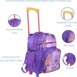 Cutie Butterfly girls School Kids Trolley Bag - (18 Inche)-(Purple, 25 L) Waterproof Trolley-image-20