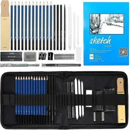 35 Pcs Art Sketching Kit Graphite & Charcoal Drawing Pencil Set with Zipper Case-image-29