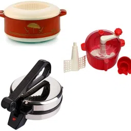 COMBO OF NATIONAL ROTI MAKER, CASSEROLE AND RED DOUGH MAKER Roti/Khakhra Maker-13