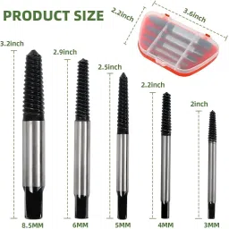 5PC Extractor Kit, Pipe Screw Extractor Set, Bolt Extractor Set Stripped Screw Remover,for M4-M18 (1/8"-3/4") Thread Broken Stud, Screw, Bolt Easy Back-image-10