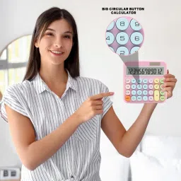 dreggerz Colorful Candy Colored Electronic Calculator Large LCD Display Round Button Easy to Press for School Office Home with Battery and Solar BasicCalculator image 4
