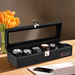 Kuber Industries Premium Faux Leather Wrist Organiser Watch Box-14
