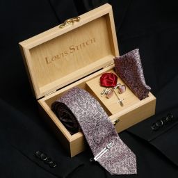 LOUIS STITCH Silk Cufflink & Tie Pin Set-image-47
