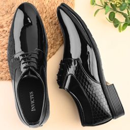 invictus Men black solid formal office wear petant round toe lace up durable derby shoes Derby For Men-picture-25