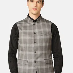 Blackberrys Slim Fit Self-Checked Nehru Jacket-picture-20