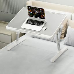 Laptop Desk, Portable Foldable Laptop Bed Tray Table with Drawer Wood Portable Laptop Table-image-59