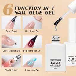 Professional 6 In 1 Nail Glue Gel Versatile Fake Nails Function Gel transparent-22