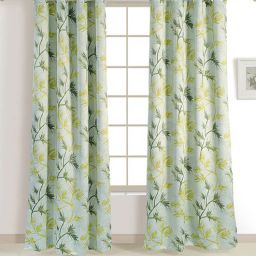 swayam Green Floral Faux Silk 5 Ft Blackout Eyelet Window Curtain-picture-7