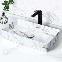 Table Top Wash Basin For Bathroom | Over Counter Wash Basin | Ceramic Bathroom Sink (24 x 14 x 5 Inch) Counter Top-image-102