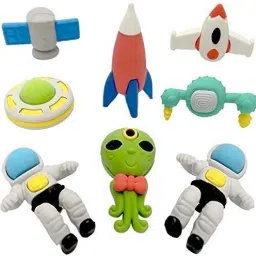 Cutest Set of Two Global Astronaut Outer Space Solar Pattern Erasers Non-Toxic Eraser-1