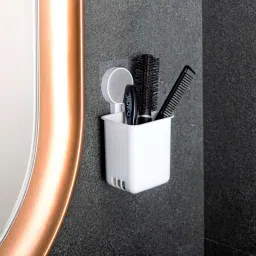 Plastic Wall Mounted Self Adhesive Plastic Toothbrush Holder (White, Wall Mount) Plastic Wall Shelf-image-96