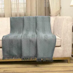 saral home Grey Velvet Zig Zag 55x49 Inches Sofa Throw-picture-32