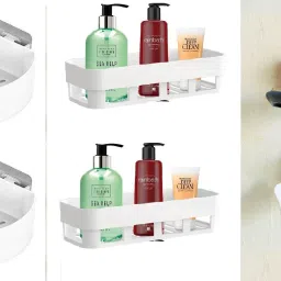 ABS Plastic Wall Rack Shelf And Triangle Corner Shelf With Curve Soap Stand Plastic Wall Shelf-image-47