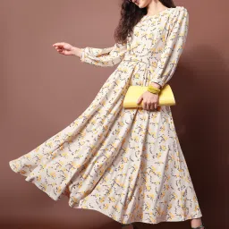Women Fit and Flare Yellow Maxi/Full Length Dress-image-40