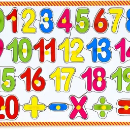 Wooden Counting Number Tray Board 1-20 with Mathematical Signs Along With Knobs Puzzle for Learning & Educational Gift for Kids Age 2 And Above-image-11