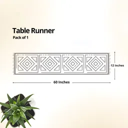 Peepul Tree Green & Brown Self-Design Dining Table Runner image 3