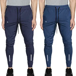 avolt Pack of 2 Men Solid Blue, Dark Blue Track Pants-picture-12